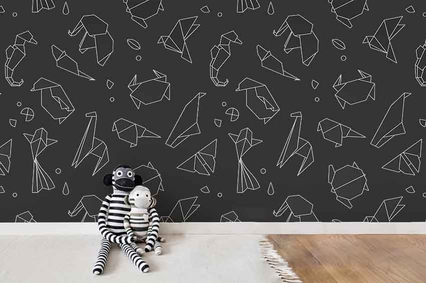 3D Animals Origami Pattern Wall Murals Wallpaper Murals Wall Sticker