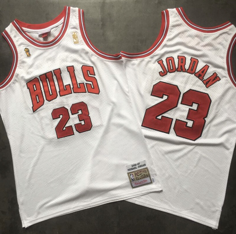 Chicago Bulls Michael Jordan white NBA Finals basketball retro jersey