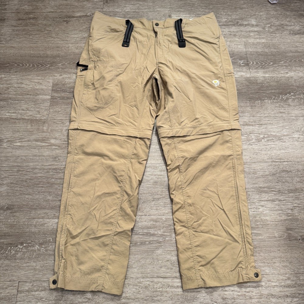 Men’s 2XL Beige Mountain Hardwear Convertible Performance Belted Outdoor Pants