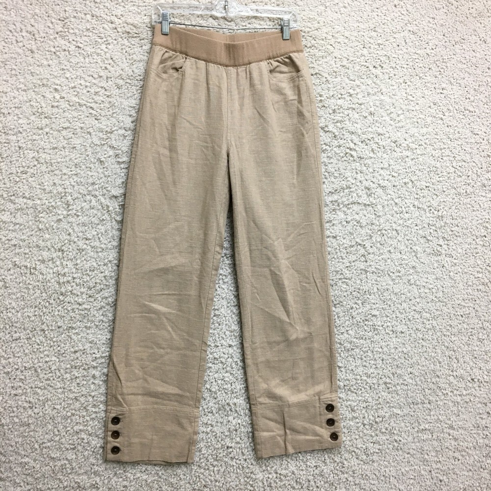 Soft Surroundings Pants Extra Small Womens Beige Linen Straight Trouser Women XS
