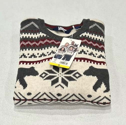 Lands End Womens Cream Holiday Family Sweater Size S