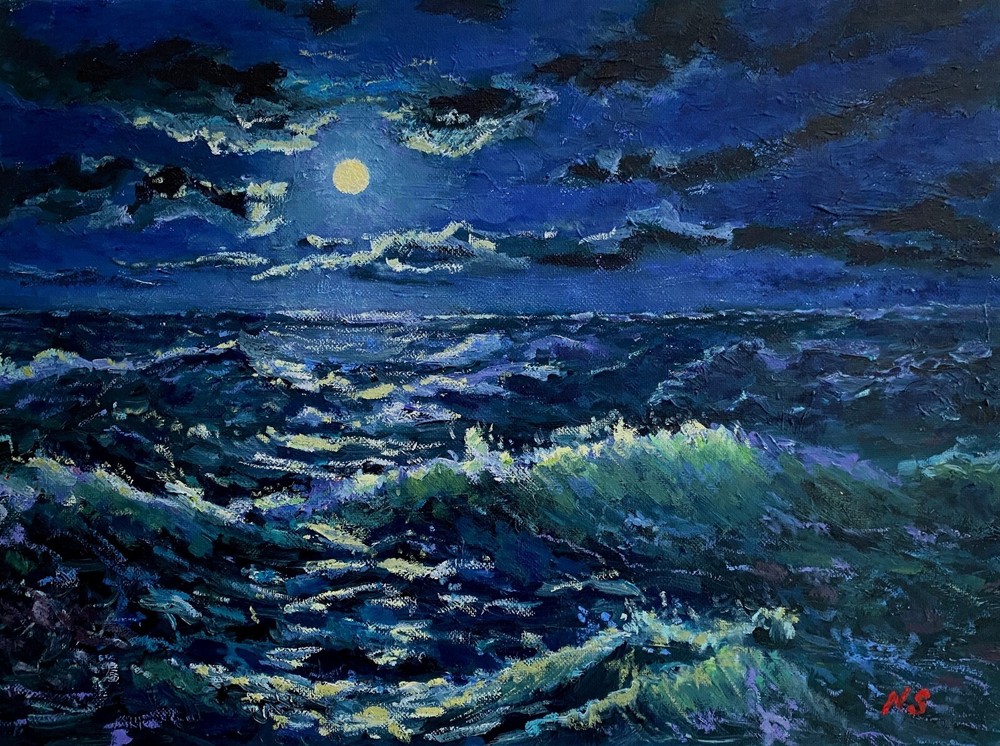 Stunning Oil painting. Original. Impressionist Ocean Scene. Fine Art