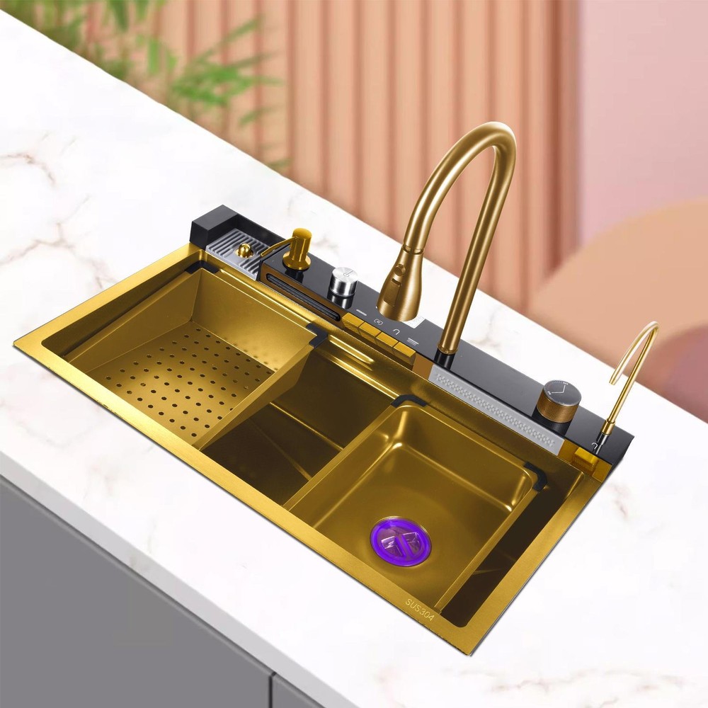 30-Inch Gold Stainless Steel Single Bowl Drop-In Kitchen Sink