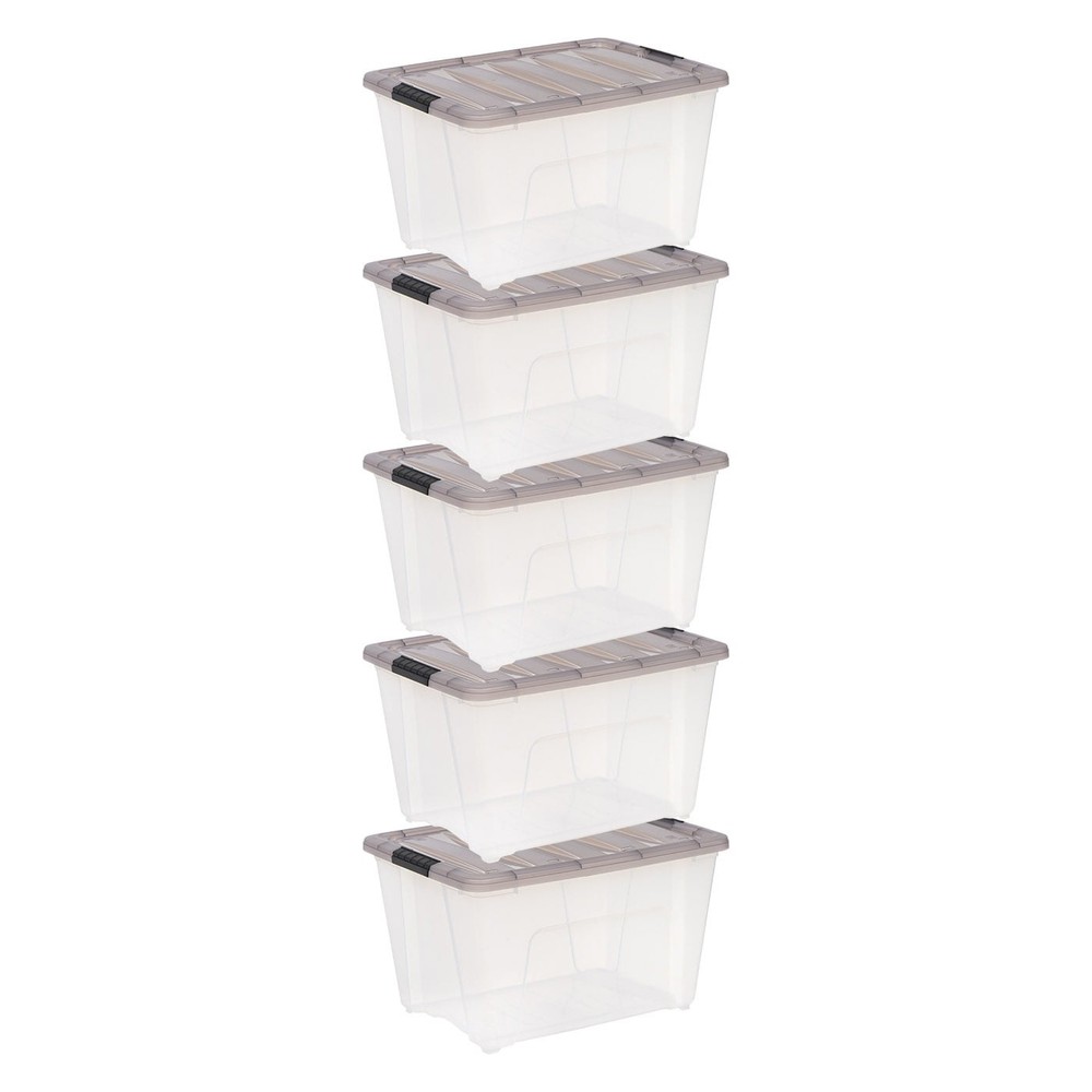 5-Pack IRIS 53Qt Stackable Plastic Storage Bins with Lids