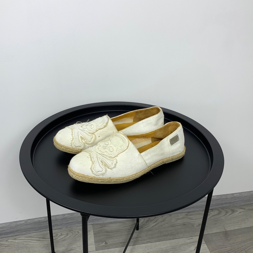 Philipp Plein Skull Fight Club Men's White Espadrilles Low Top Loafers Shoes