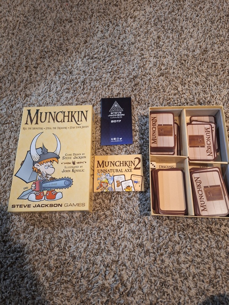 Steve Jackson Munchkin Card Game 1st Edition And Munchkin 2 Unatural Axe Lot