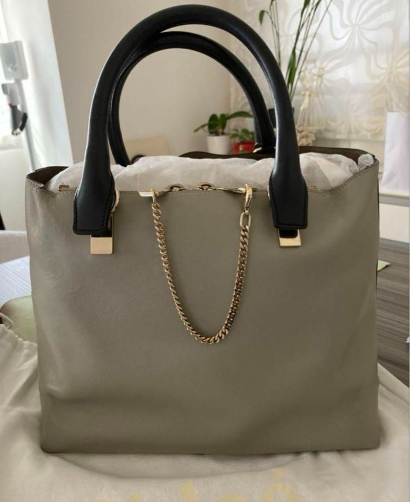 Chloe Bailey Authentic Leather Tote Bag Black Gray Pre-Owned Excellent Japan