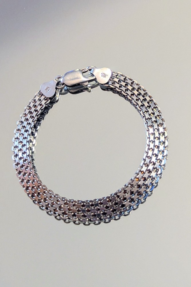925 Italian Sterling Silver Mesh Link Bracelet Elegant & Durable