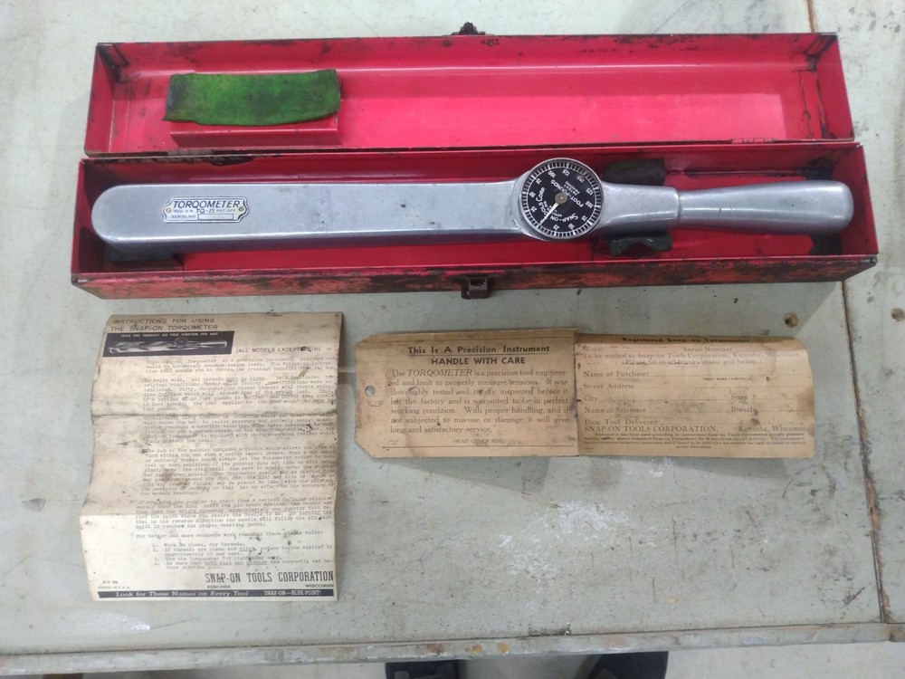 VINTAGE SNAPON TQ15 1/2” DRIVE TORQOMETER TORQUE WRENCH 0-150 FT Parts Or Repair