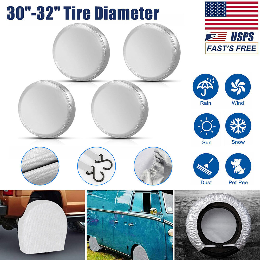 Waterproof Tire Covers 4PCS Wheel & Tyre RV Trailer Camper Sun Protector 30-32