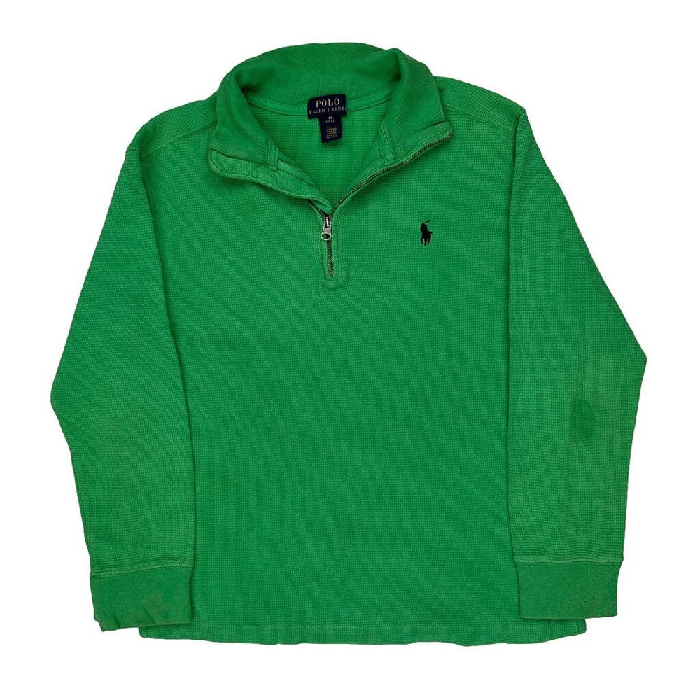 Age 10-12 Polo By Ralph Lauren 1/4 Zip - Medium Green Cotton Blend