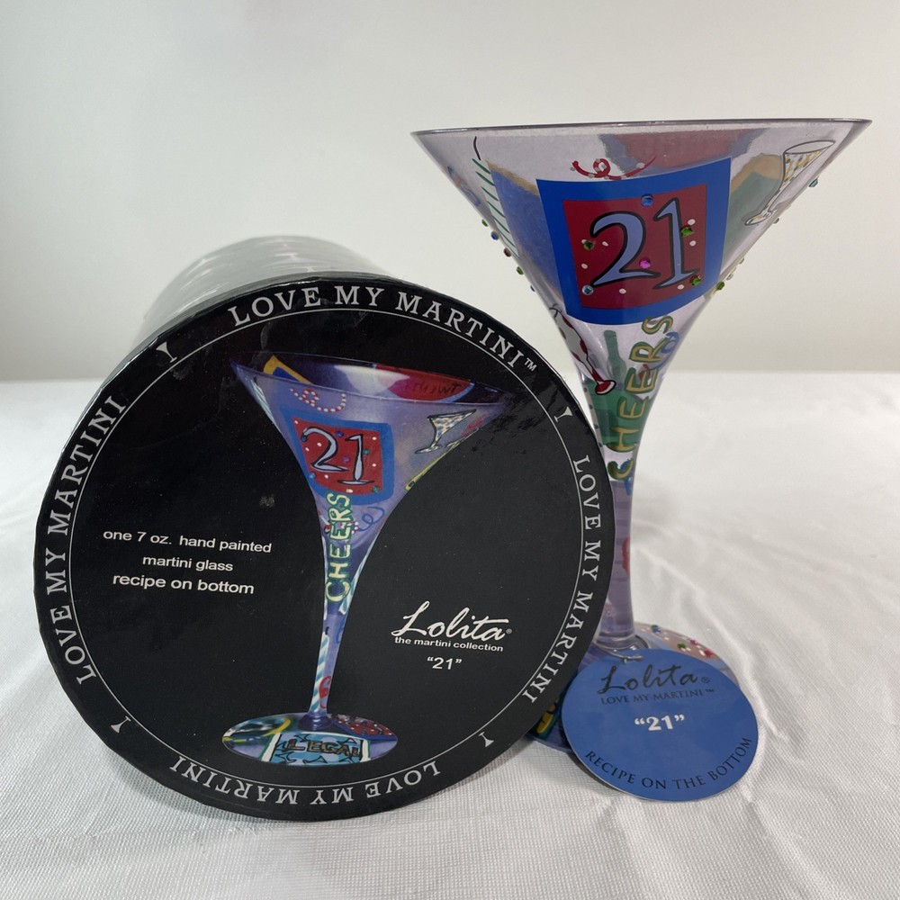 Lolita Hand Painted “21” Martini Glass