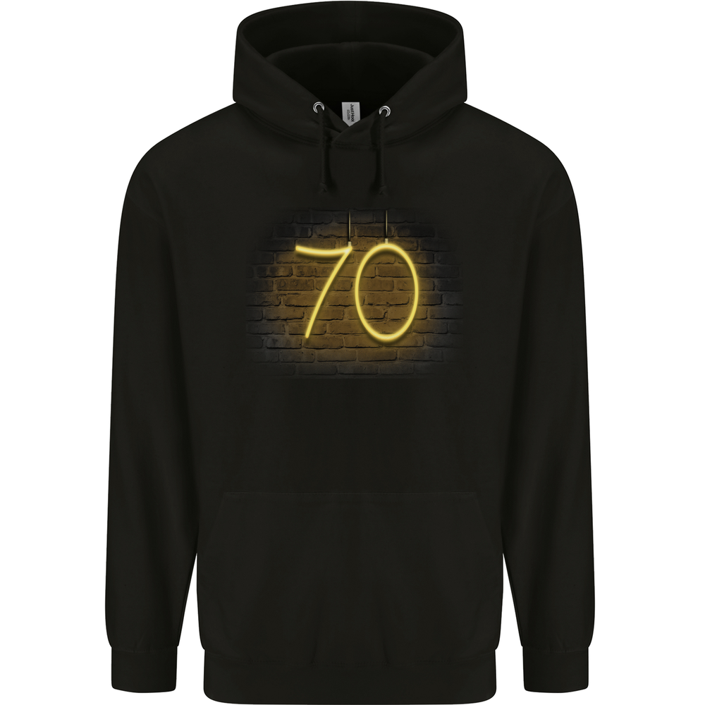 70th Birthday Neon Lights 70 Year Old Mens 80% Cotton Hoodie