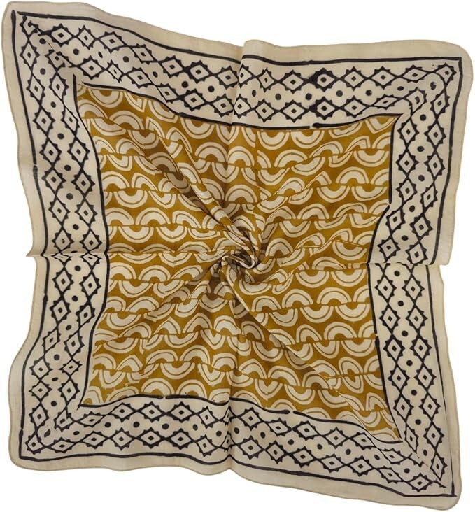 Handcrafted Cotton Bandana Scarf with Block Print Design | Stylish Head Wrap