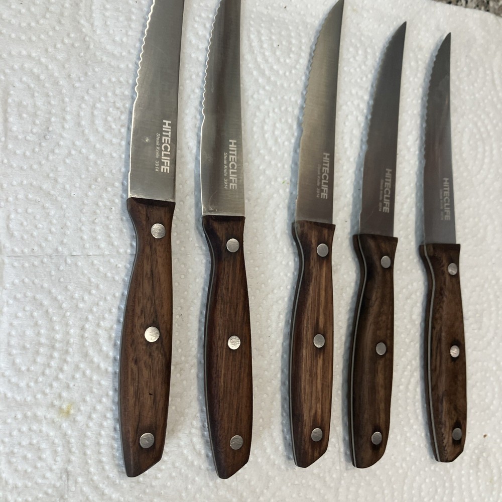 HITECLIFE  3914 HIGH QUALITY Steak Knife Gorgeous Wooden Handles set of 5