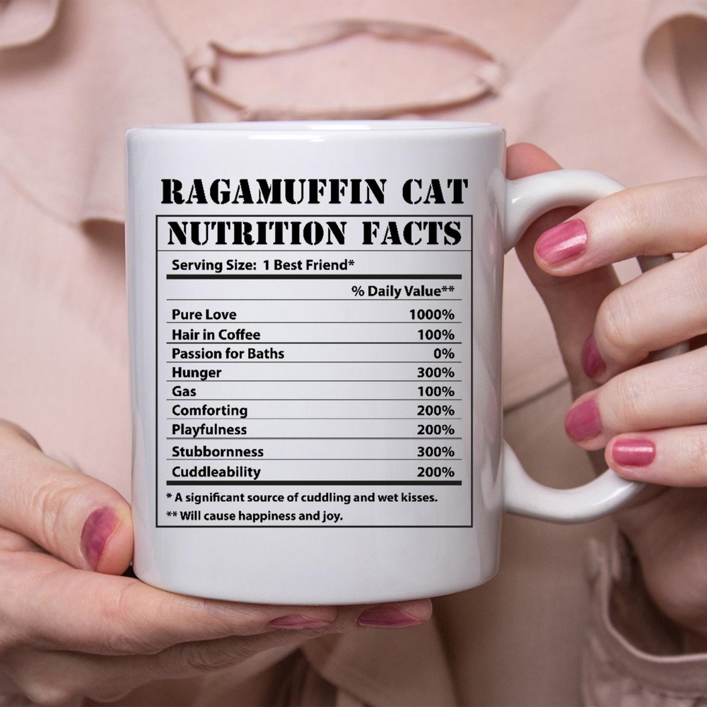 Funny Ragamuffin Cat Gifts Nutritional Facts White Coffee Mug