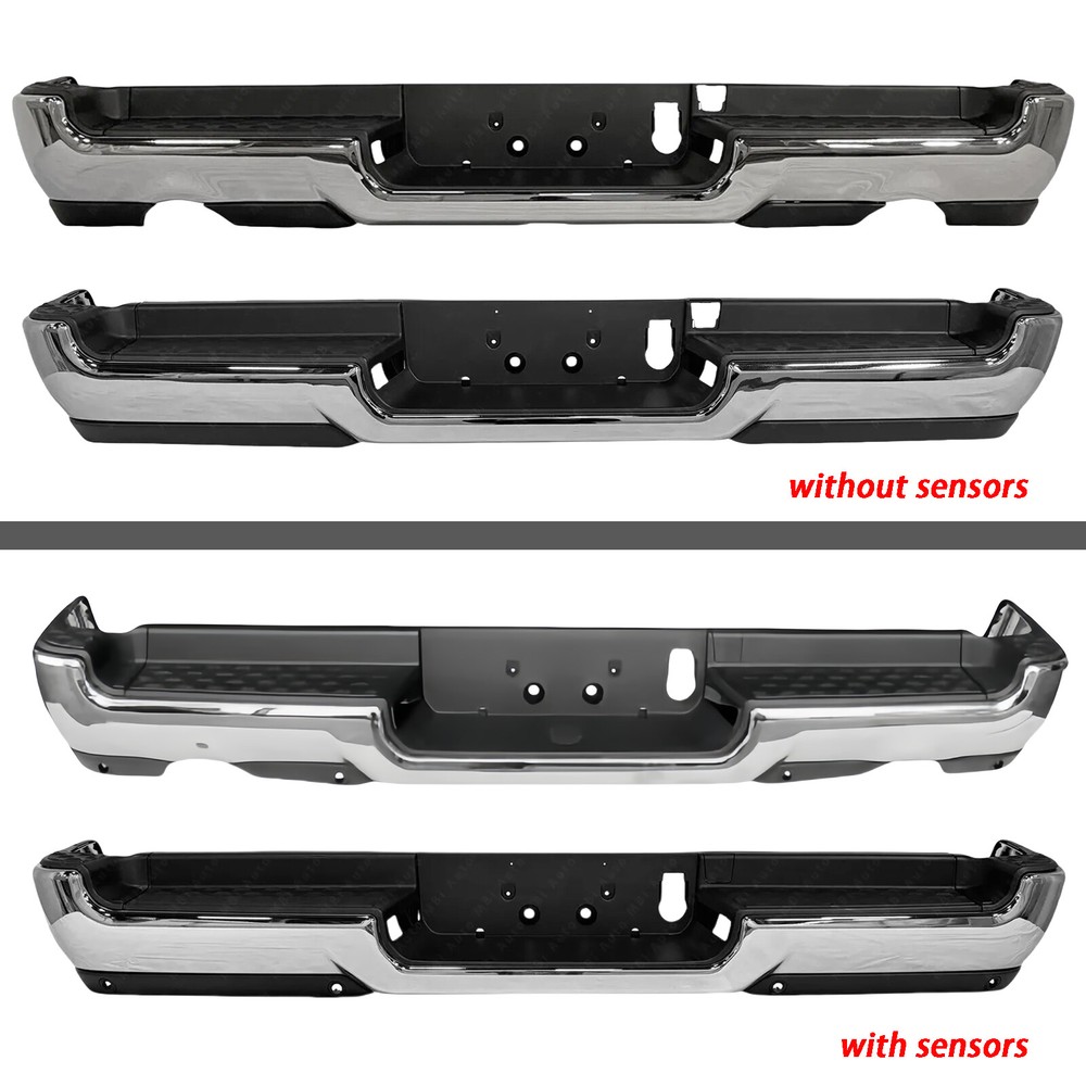For RAM 1500 2019-2022 New Chrome Steel Rear Bumper Assembly w/ Dual Exhaust