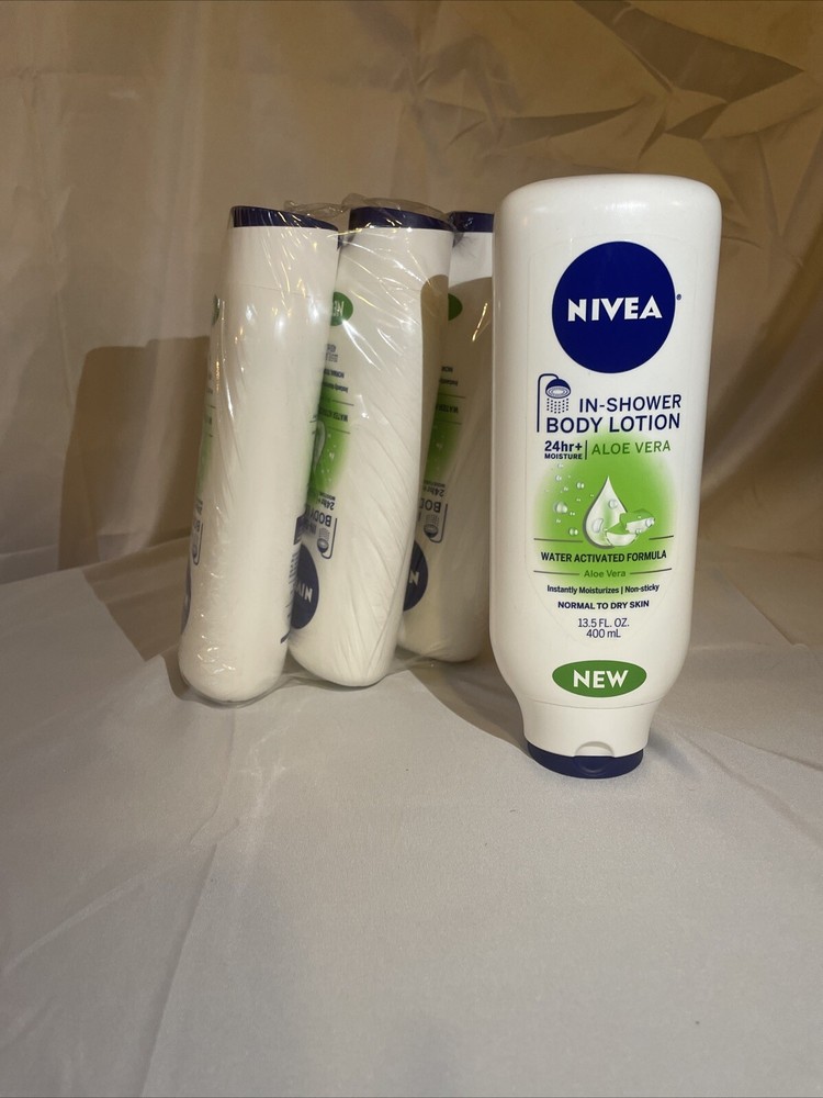 Nivea In-Shower Body Lotion Water Activated Aloe Vera Formula, 13.5oz 3pack
