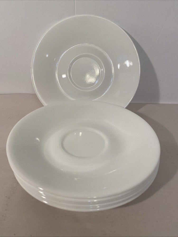 Corelle Winter Frost White Glass Saucers Plates Small Dish Set of 7 Corning