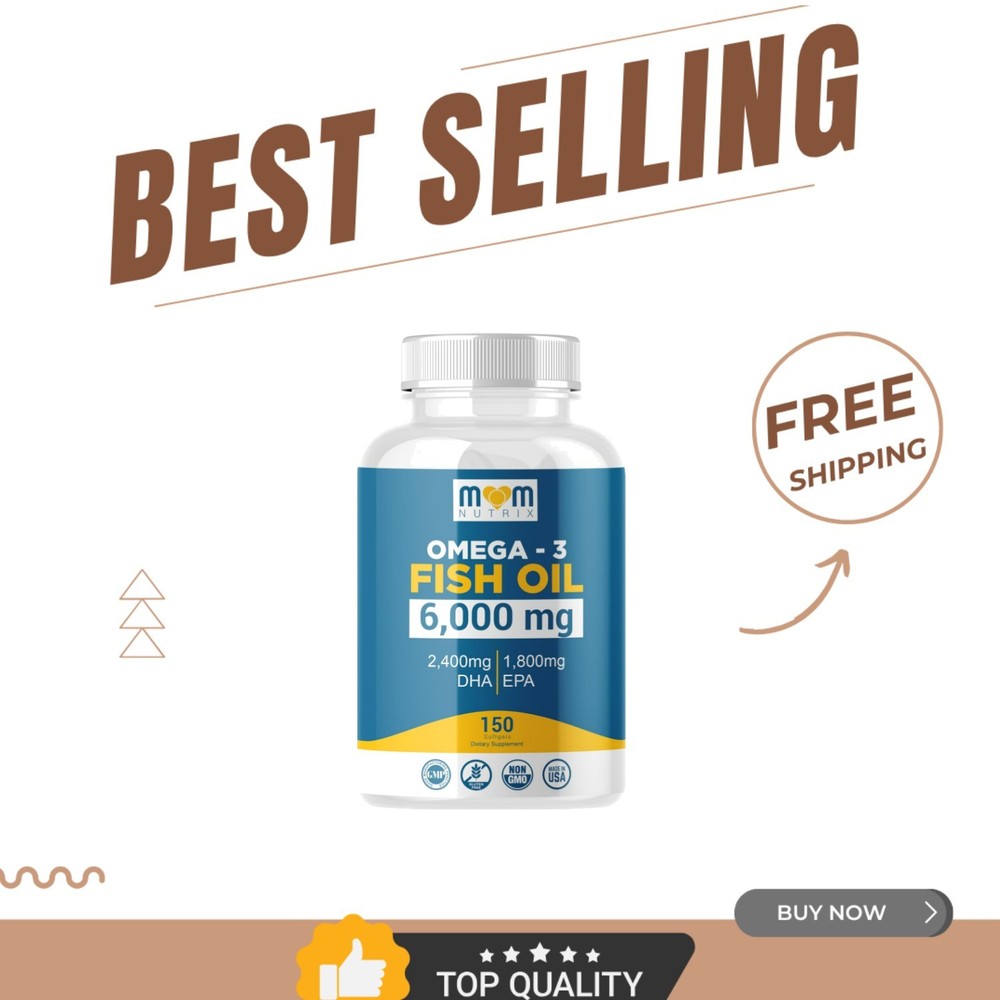 Organic Non-GMO Omega 3 Fish Oil Softgels for Brain Heart and Mood Support