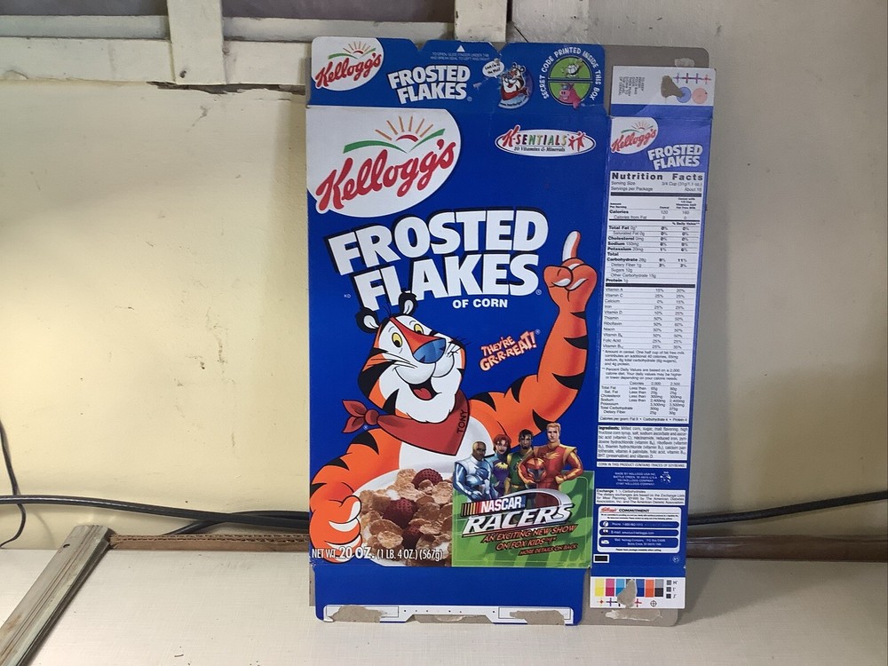 Frosted Flakes EMPTY Cereal Box NASCAR Racers