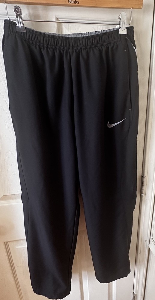 Nike Dri-FIT Black Pants Mens Medium Black Joggers Running Athletic (V)