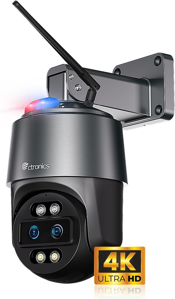 [10X Hybrid Zoom] 4K 8MP Outdoor Security Camera with Dual-Lens, Auto Tracking &