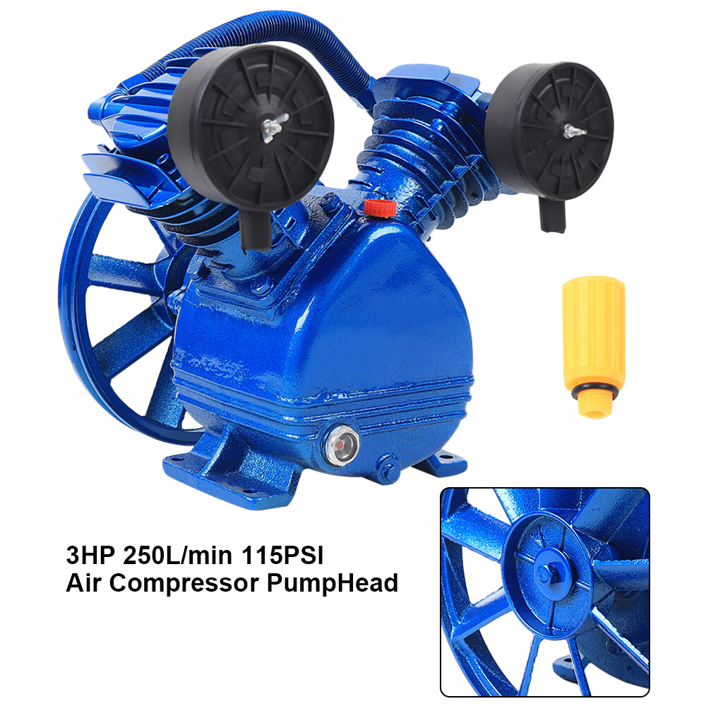 2-Piston V Twin Cylinder Single Stage Air Compressor Pump Motor Head