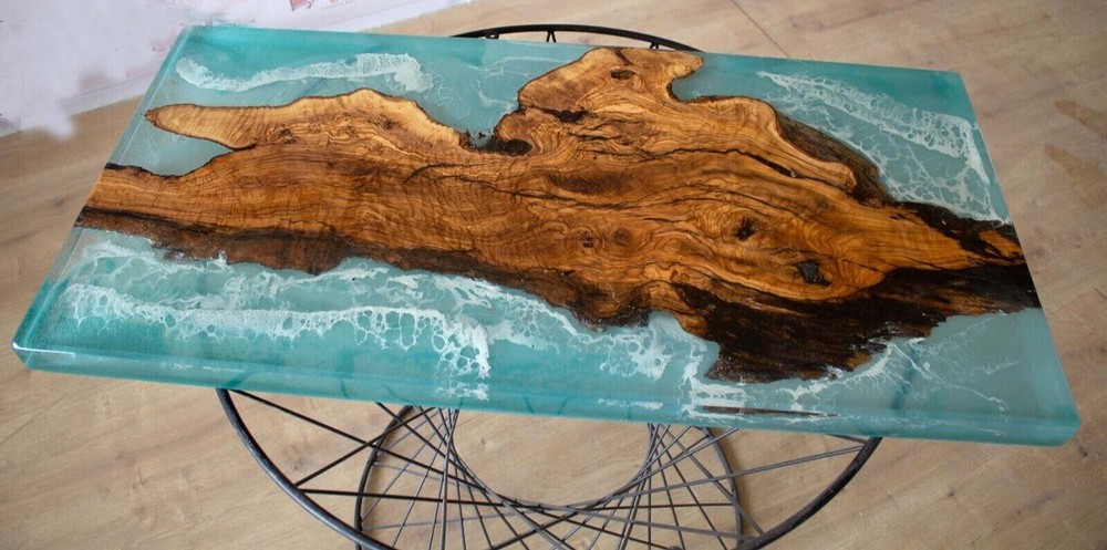Epoxy Coffee Table Top, Walnut Wood Ocean Waves Epoxy Table Top, Home Decors