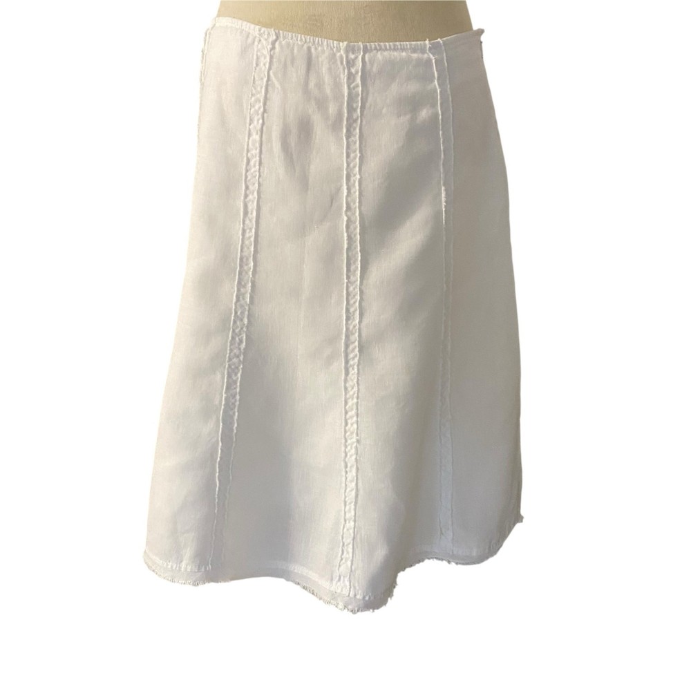 Women's Tommy Bahama Size 10 Lined White Linen Skirt Coastal Grandma Casual