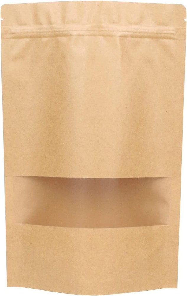 Matte Window Stand-Up Kraft Storage Bags with Zipper - 9x13 Inch - 110 Pieces