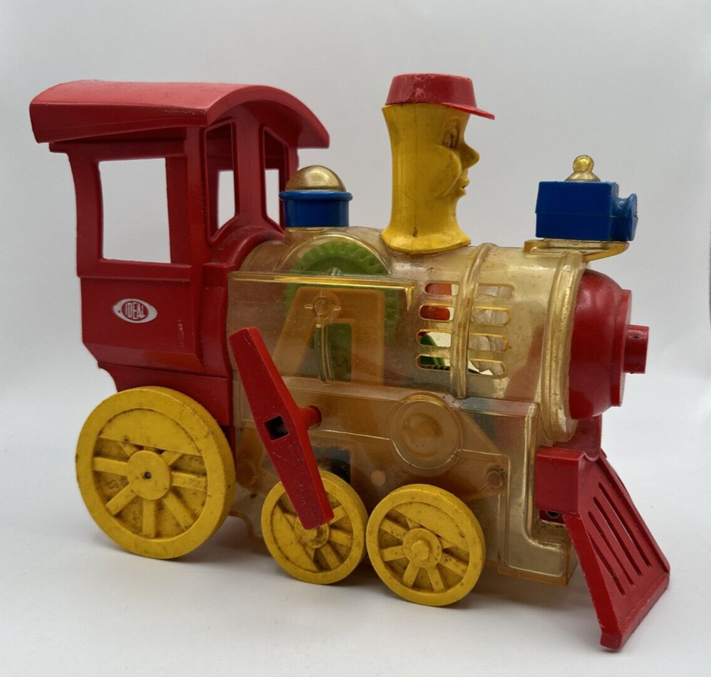 Vintage 1974 Ideal Toys Lil Toot Wind Up Whistling Train - Winds & Rolls