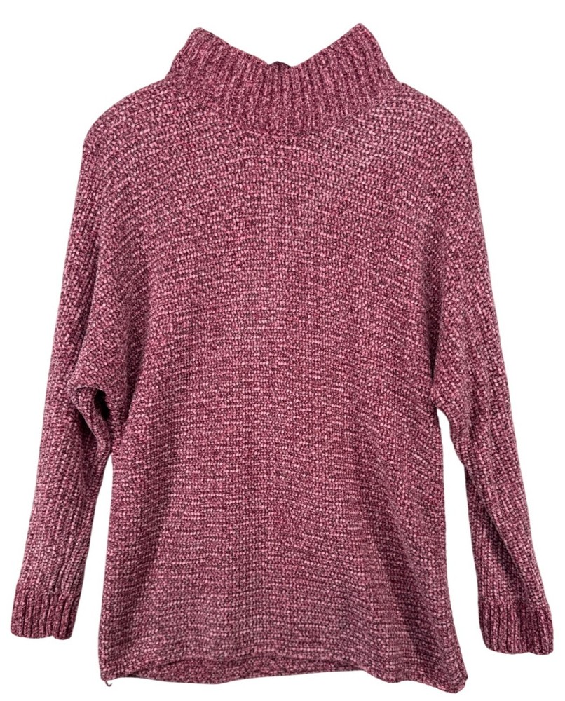 Terra & Sky Womens Sweater Sz 14W Plus Pink Chenille Chunky Knit Plush Lightwt