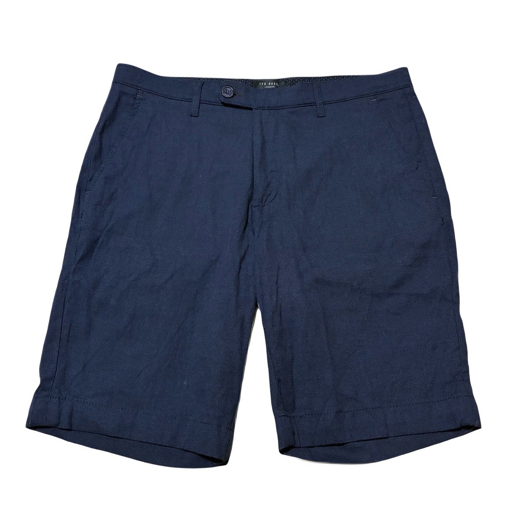 Ted Baker London Chino Shorts Men’s 32 Regular Navy Blue Micro-Plaid Preppy