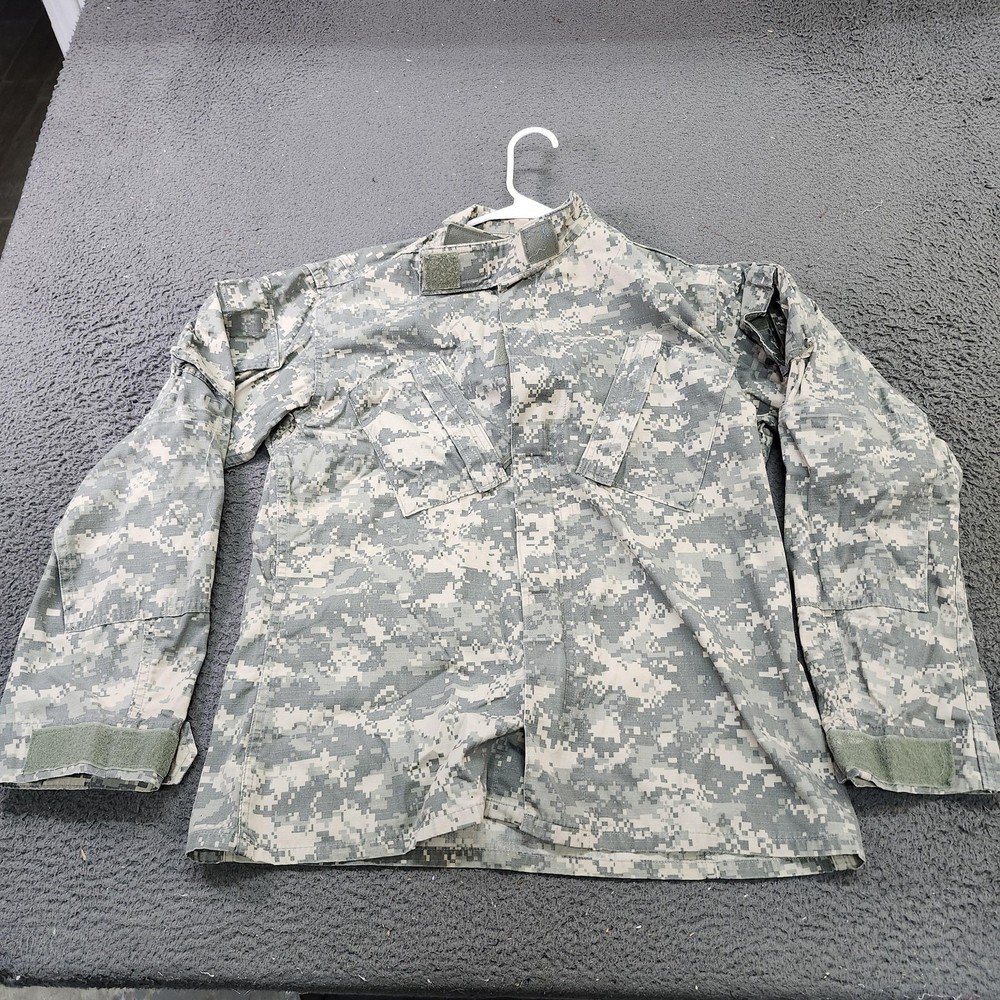 Army Combat Uniform Jacket Mens Small Green Digital Camo Military Zip Pockets