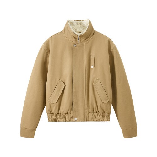 Detachable Collar Plush Jacket, Retro Top for Men