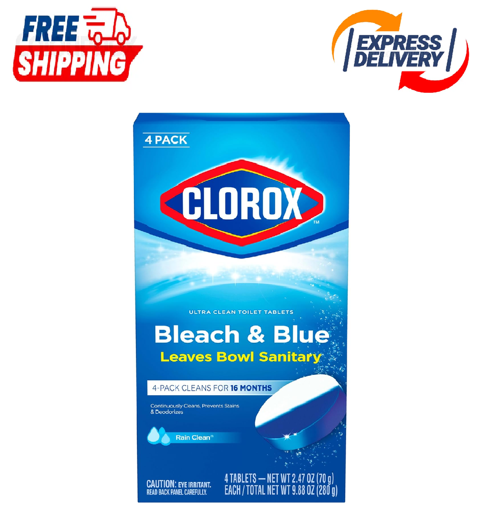 Clorox 4460030991  2.47 oz. Automatic Bleach Blue Toilet Bowl Cleaner - 4 Pieces