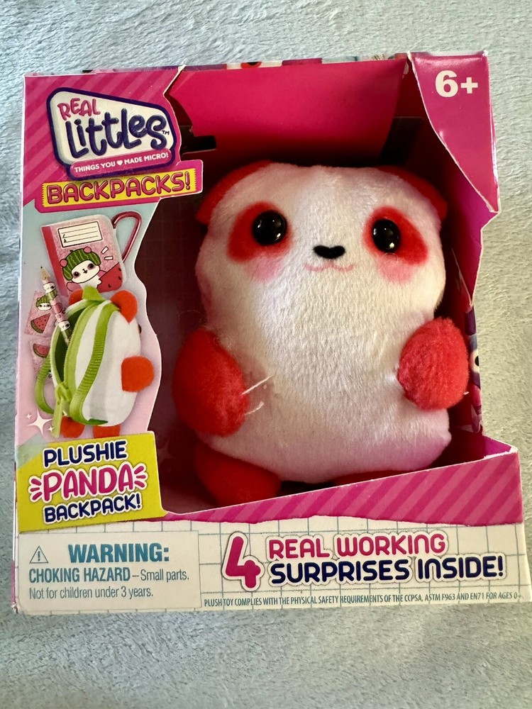 Real Littles Backpacks! Plushie Panda with 4 Working Surprises Inside New In Box