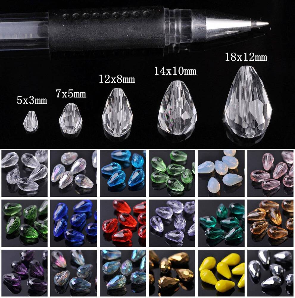 Teardrop Faceted Crystal Glass Loose Crafts Beads lot 5x3 7x5 12x8 15x10 18x12mm