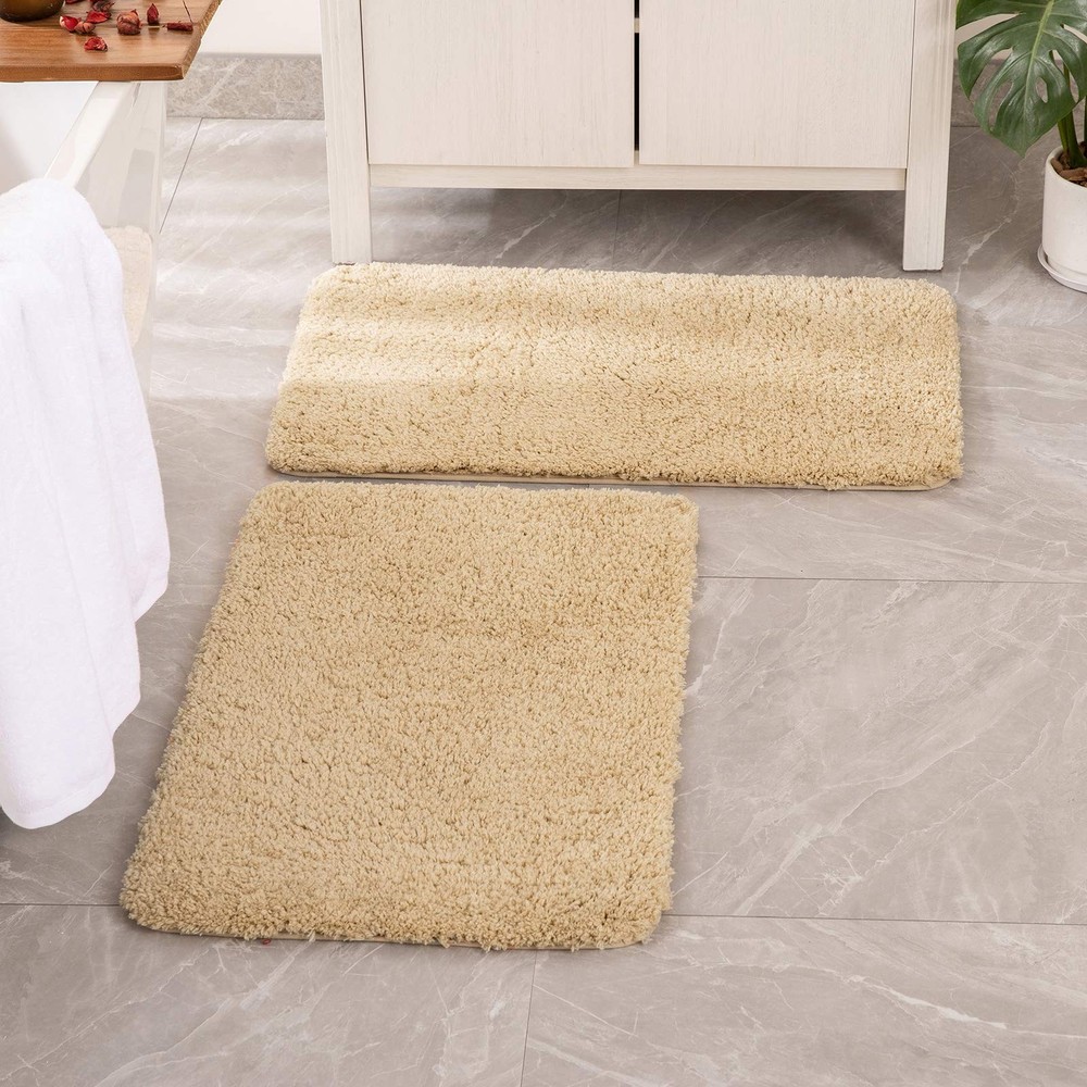 Miulee Set Of 2 Non Slip Shaggy Bathroom Rugs Extra Thick Soft Bath Mats Plush M