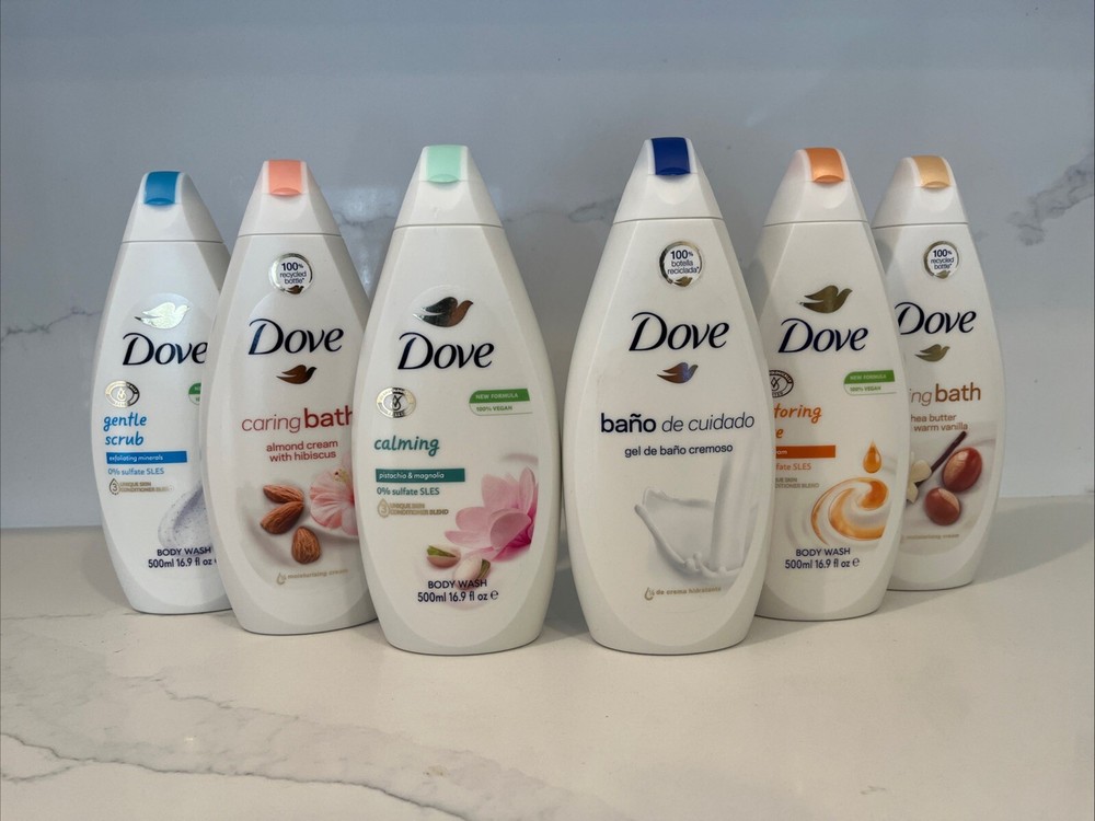 Dove Body Wash Variety 6-Pack Almond, Shea, Vanilla, Pistachio & Magnolia 500ml