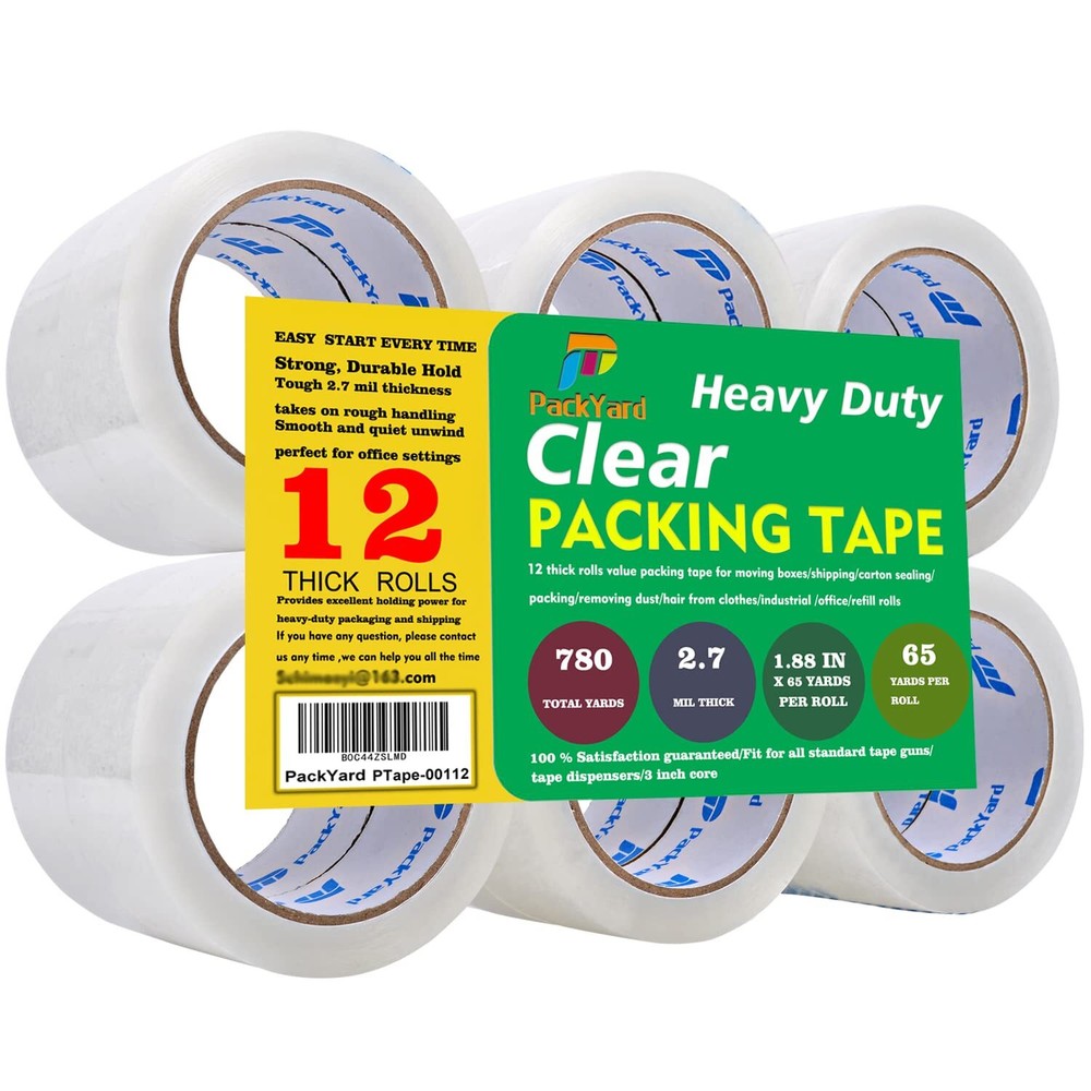 Packing Tape Refill Rolls Heavy Duty 12 Rolls Sealing Great for Packing Box S...