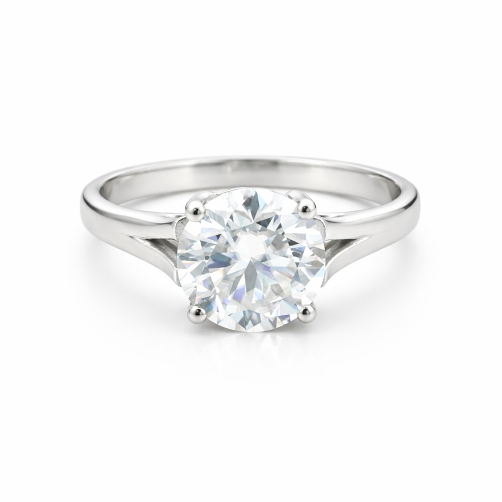 Certified E/VS1 5.00 Ct. Round Cut Lab Grown Diamond Ring in 925 Sterling Silver