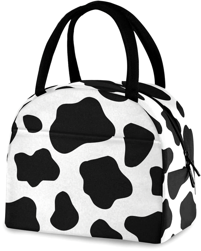 Insulated Lunch Tote Bag Cow Print For Women & Girls Work School Picnic