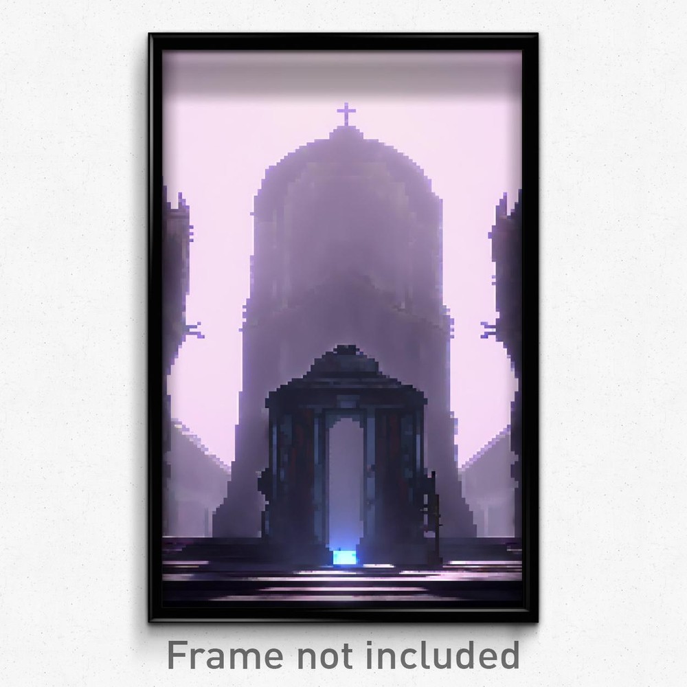 8 Bit Pixel Art Poster - Warlike Cistern Psychedelic Trippy Gamer Print