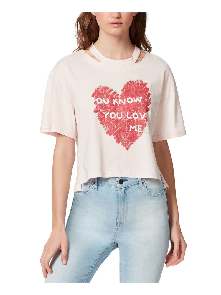 Womens Pink Drop Shoulder Split Hem Short Sleeve Crew Neck T-Shirt in Medium with Jeans Design