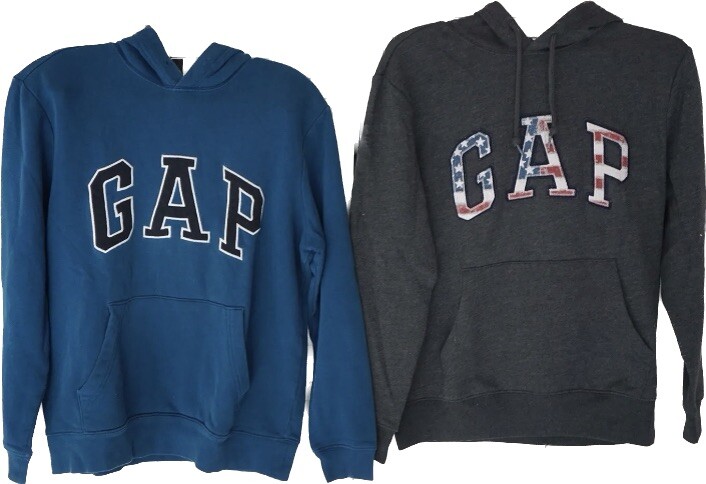 GAP Athletic Womens Gray Blue Pull Over USA Hoodie Sweatshirt Lot Of 2 - Size XS