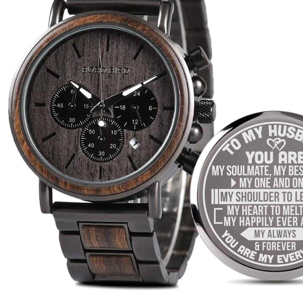 Stylish Custom Wooden Watch for Anniversary & Birthday - Personalized for Him