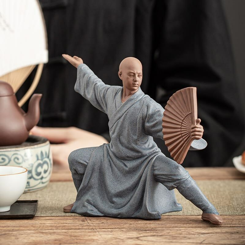 23cm Chinese Zen Porcelain Kung Fu Monk Statue Buddha Decor for Home