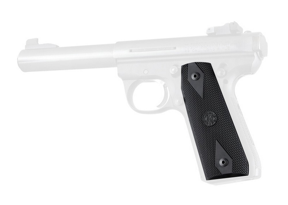 Hogue Rubber Grip Panels Checkered W/Diamonds Black For Ruger MK 22/45 - 82090